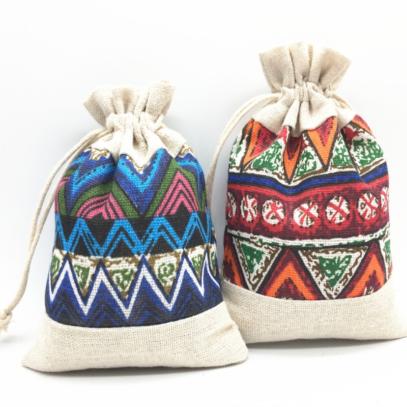 Cable Organizer Bag - Ethnic Style Drawstring Bag Jewelry Keys