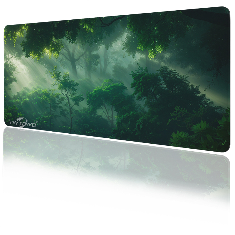 Tech Desktop Accessories - Mouse Pad Gamer Green Forest printon