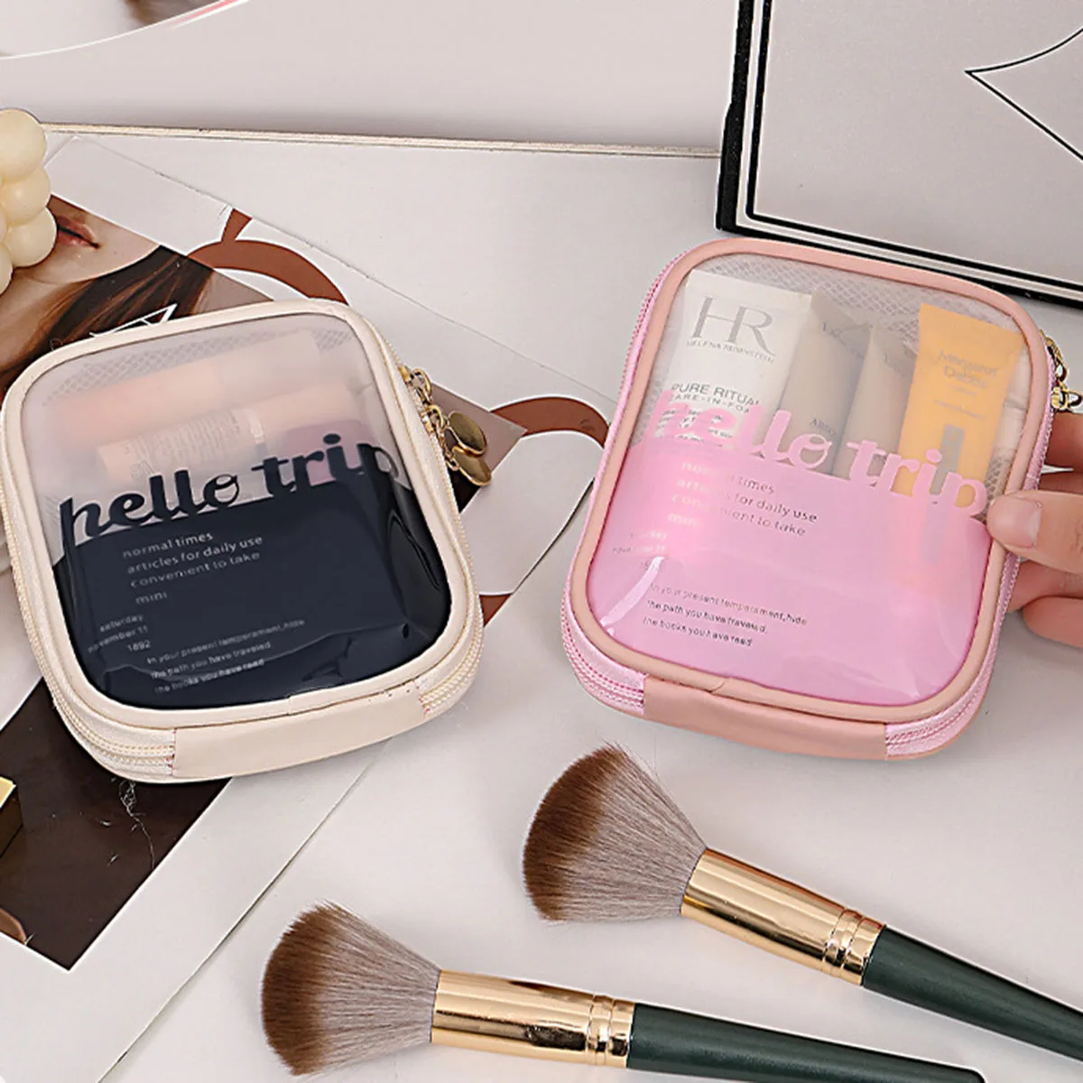 Cable Organizer Bag - Transparent Portable Cosmetic Pouch Lipstick Organizer